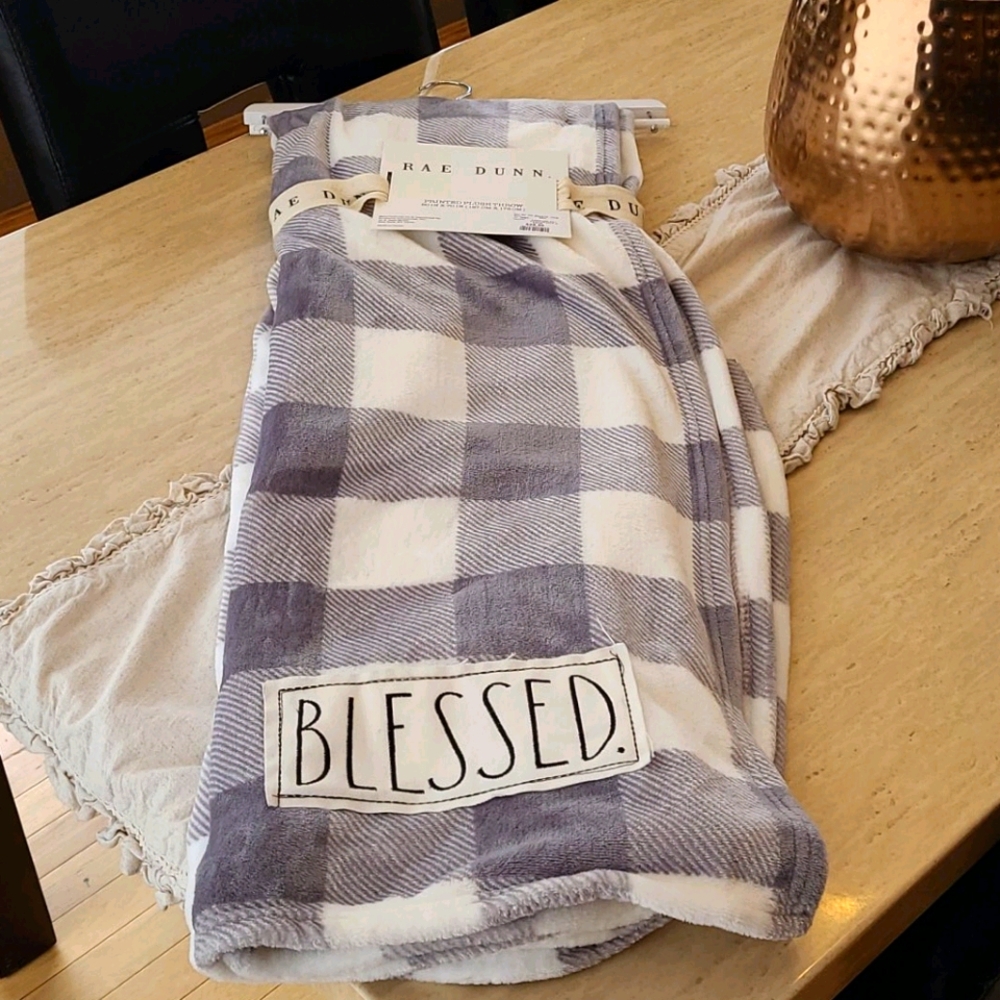 Rae Dunn Blessed Printed Plush Throw